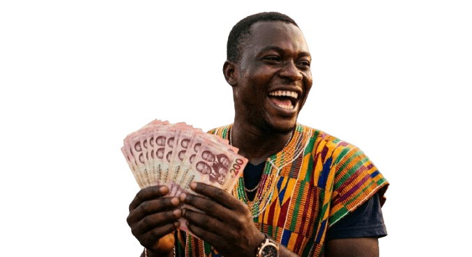 Smiling CediCash winner holding cash